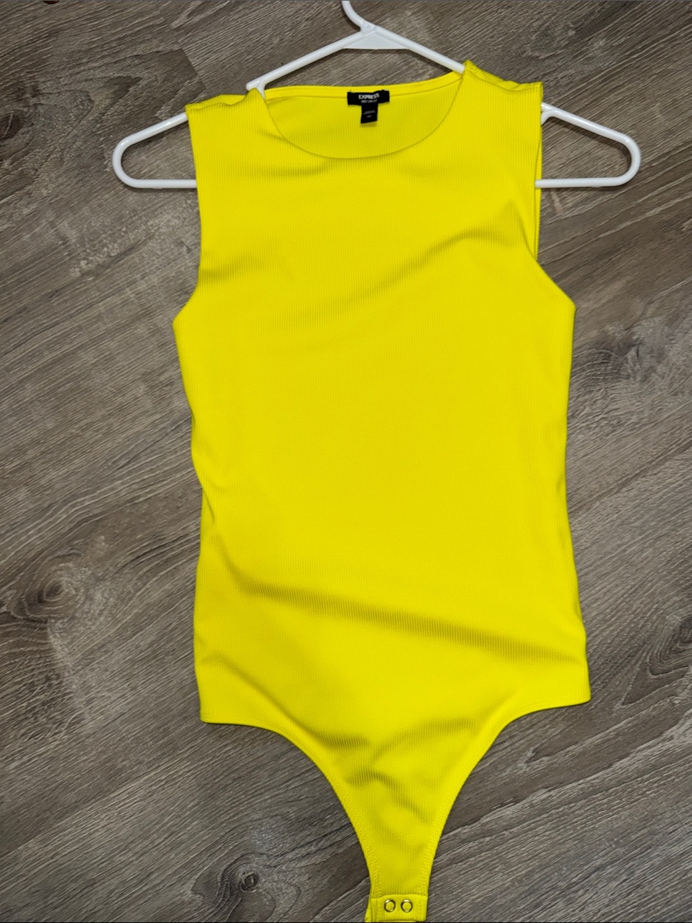 Express Neon Yellow Ribbed Sleeveless Bodysuit